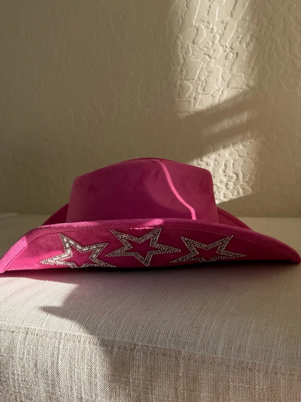 Bright Pink Women’s Cowboy Cowgirl Hat with Star Rhinestone StarTrim